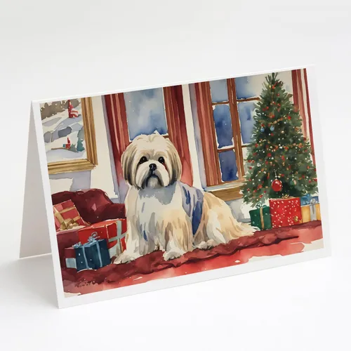 Miniatura 96 de Caroline's Treasures DAC2753GCA7P Paquete de 8 tarjetas de felicitación navideña acogedora de Husky siberiano Tarjetas en blanco con sobres