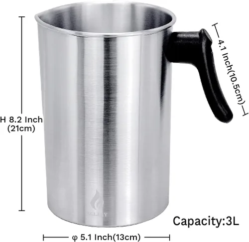 Miniatura 2 de AGLARY Olla para hacer velas, jarra de fundición de cera de vela de aluminio de doble caldera, capacidad para 4 libras de cera, con mango resistente