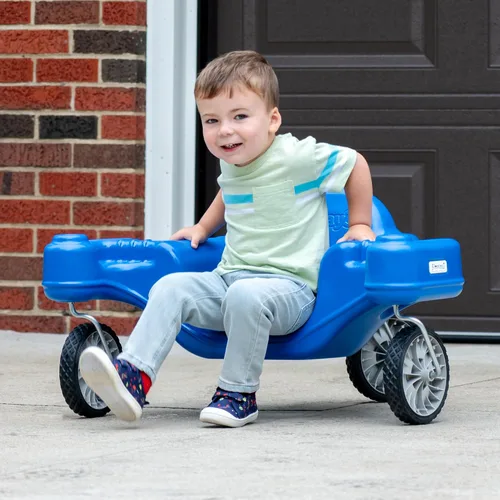 Miniatura 7 de Simplay3 Galaxy Glider - Juguete de montar para niños pequeños y niños de 1-1/2 a 5 años, juguete sensorial giratorio de 360 grados para niños, azul