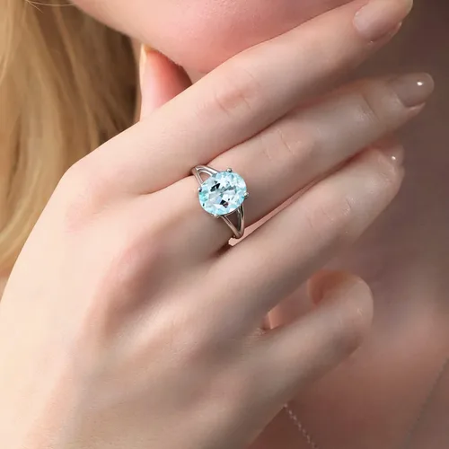 Miniatura 35 de Gem Stone King Anillo solitario con piedra preciosa de 3.00-7.00 quilates Plata de ley 925 Ovalado de 0.47 x 0.49 pulgadas Anillo