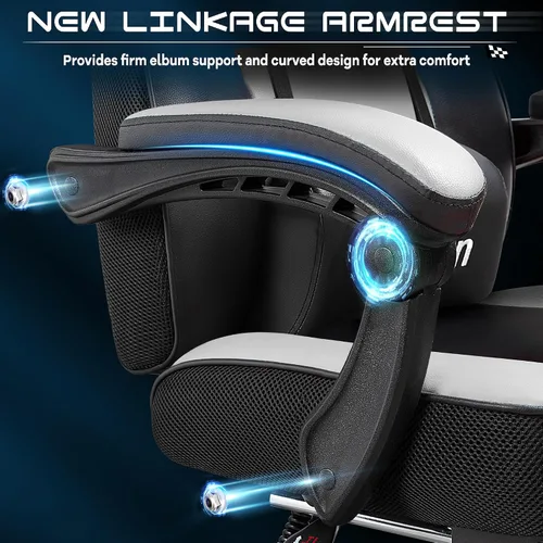 Miniatura 7 de Silla de juegos para adultos, sillas de juegos con reposapiés, silla ergonómica de videojuegos con masaje lumbar grande y alta silla de computadora