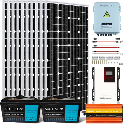 Miniatura 9 de Kit completo de sistema solar fuera de la red Kit solar de 1350 W 24 V, 6 paneles solares de 225 W 12 V, 2 baterías de litio de 100 ah y 12.8 V