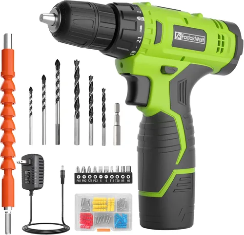 Miniatura 9 de FADAKWALT Taladro inalámbrico Kit de bolsa de mano de 179 piezas (verde)