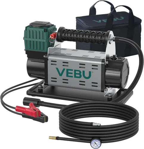 Compresor de aire de 12 V, inflador de neumáticos de 125 PSI con medidor de presión en línea, inflado rápido de 5.65 CFM para vehículos todoterreno,