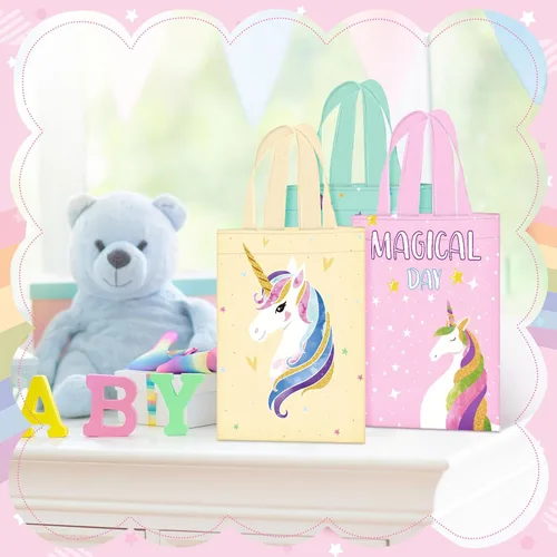 Miniatura 5 de Faccito 24 bolsas de regalo de cumpleaños, bolsas de regalo de cumpleaños, bolsas de dulces, bolsa de golosinas coloridas, bolsa de regalo no tejida