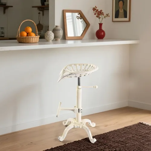 Miniatura 6 de Taburetes de bar con asiento de tractor vintage, rústico, de 20 a 27 pulgadas, altura ajustable, silla de isla de cocina, asiento giratorio