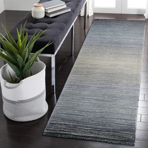 Liora Manne Aruba - Alfombra de lana tejida a mano para interiores, diseño de transición degradado casual (mezclilla degradada) (2 pies x 7 pies 6
