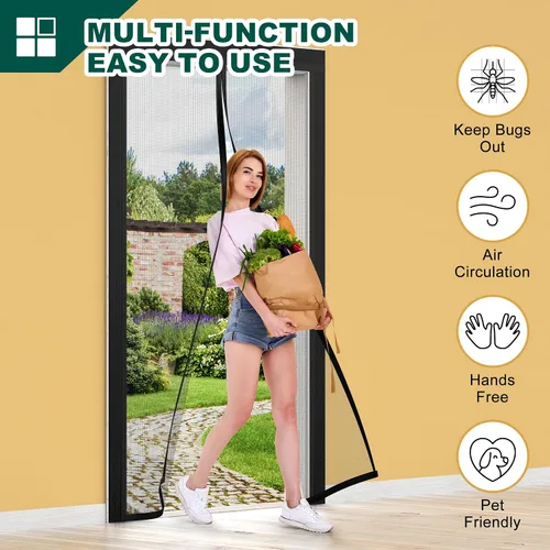 Miniatura 6 de HADOR Puerta con Malla Magnética Ajustable se Ajusta a Puertas de Ancho 29" - 33" Altura 79" - 81", Malla de Red para Puerta Resistente DIY