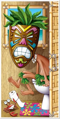 Tiki Man - Cubierta para puerta de baño, accesorio de fiesta (1 unidad) (1/paquete)
