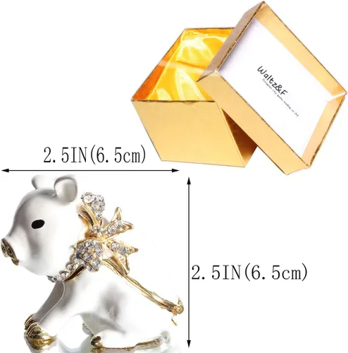 Miniatura 2 de Waltz&F Cerdo blanco con lazo hecho a mano estaño baratija caja de joyería soporte anillo figura decorativa coleccionable