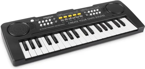 Teclado de piano para niños, 37 teclas, instrumento de juguete musical para niños, teclado electrónico para niños y niñas de 3 a 7 años (negro)