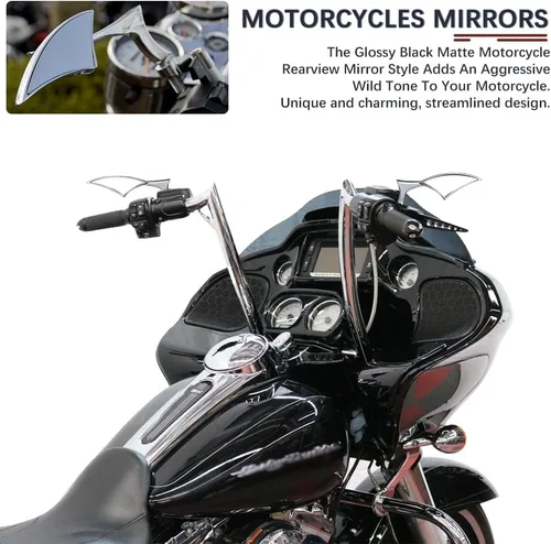 Miniatura 4 de DREAMIZER Espejos para motocicleta cromados compatibles con Harley Davidson - Espejo lateral mini en forma de lanza para Sportster 48, Road Glide