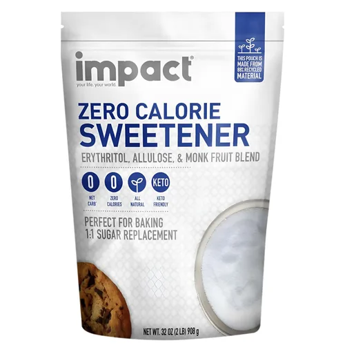 Impact - Mezcla de alulosa, fruta de monje blanco y edulcorante de eritritol, sin gluten, cero calorías, ceto, vegano, sin OMG, 1 es a 1 sustituto