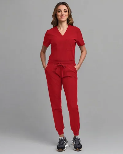 Miniatura 94 de Green Town Conjunto de ropa quirúrgica para mujer, pantalón deportivo y parte superior con cuello en V, 5 bolsillos, cintura de yoga, uniforme