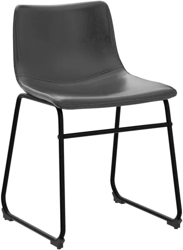 Miniatura 5 de LEMBERI Juego de 2 sillas de comedor de piel sintética, modernas sillas de cocina y comedor de 18 pulgadas con respaldo y patas de metal, cómodo