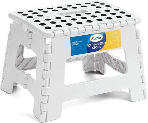 Miniatura 30 de Korpai Taburete plegable de 16 pulgadas para adultos y niños con capacidad para hasta 300 libras, taburetes plegables antideslizantes con mango