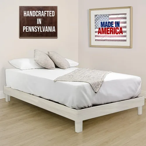 Miniatura 10 de Marco de cama de plataforma de madera maciza sin herramientas con listones, calidad fabricada en Pensilvania, Estados Unidos por artesanos