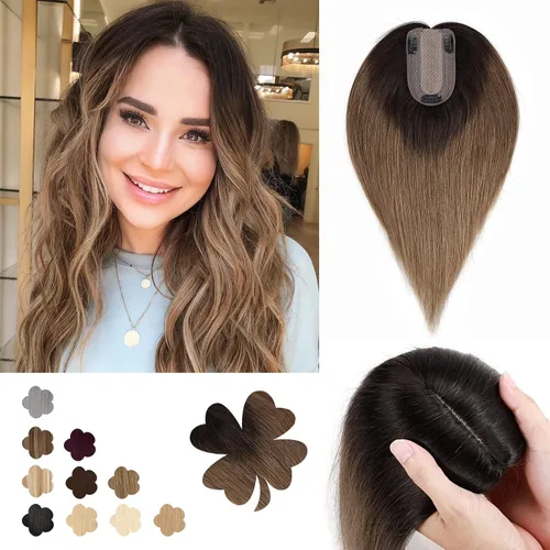 Miniatura 30 de Benehair Peluca de cabello con clip con flequillo, peluca secreta de cabello 100% humano, postizo superior con flecos, peluca de repuesto