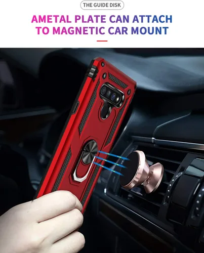 Miniatura 3 de Dionsibei Carcasa de grado militar para LG Stylo 6, soporte de anillo giratorio de metal 360, soporte magnético para montaje en automóvil, funda