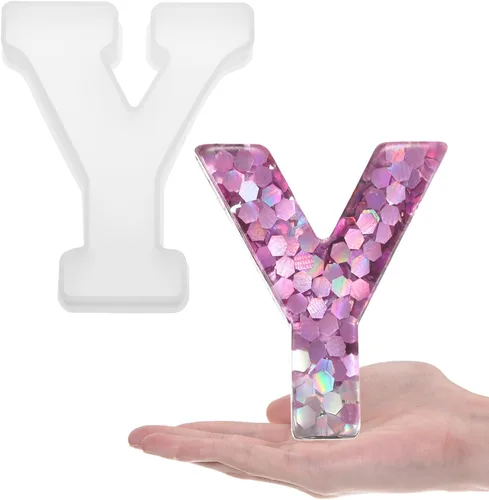 Miniatura 26 de HARFINGTON Moldeo de resina grande con letra S de 6 pulgadas, molde de silicona con alfabeto mayúscula 3D para arte de letreros de palabras