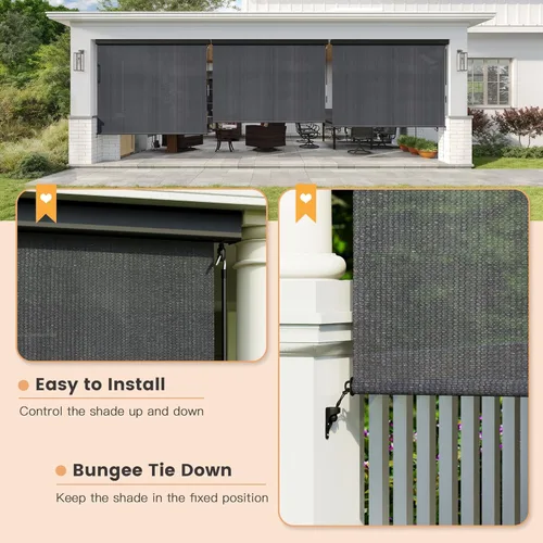 Miniatura 2 de VICLLAX - Persiana enrollable de alta calidad para exteriores, persianas sin cordón para patio con cenefa de aluminio y protección solar del 95%