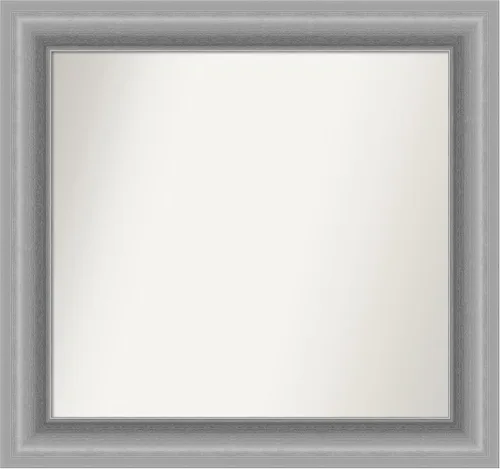 Miniatura 178 de Amanti Art Espejo de baño plateado para sobre fregadero, 26 x 26 pulgadas, espejo cuadrado de níquel pulido, marco de madera tradicional mediano, se