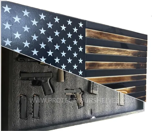 Bandera de ocultación grande – Arte de pared de bandera estadounidense con compartimento de almacenamiento oculto – Caja fuerte secreta con