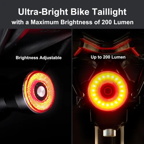 Miniatura 3 de G Keni Luz trasera inteligente para bicicleta, luces traseras con detección de freno, encendido/apagado automático, impermeable, recargable por USB