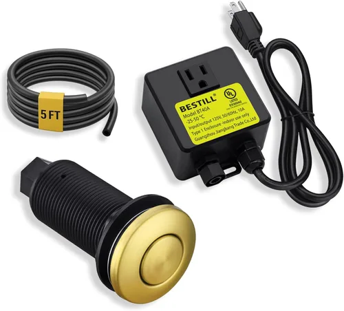 BESTILL Kit de interruptor de aire de eliminación de basura, acabado de latón cepillado, compatible con grifos Kohler de latón cepillado vibrante y