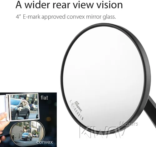 Miniatura 5 de KiWAV Magazi Eclipse - Espejos redondos para motocicleta, color negro, compatible con Indian Scout Bobber 2-Negro