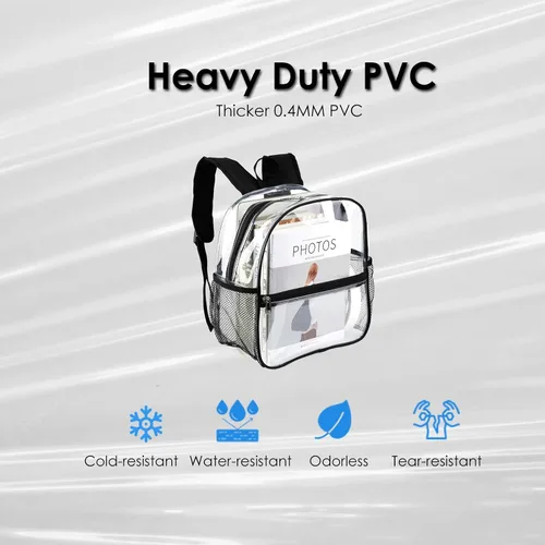 Miniatura 5 de Keepcross Mochila transparente aprobada para estadios de 12 x 6 x 12 pulgadas, mini bolsa transparente para eventos en estadios, eventos deportivos
