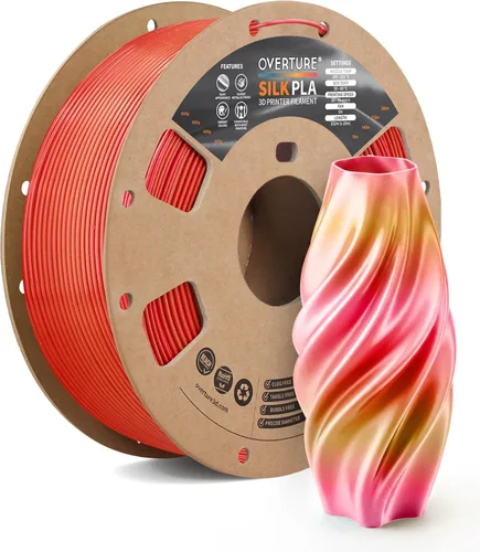 Miniatura 24 de OVERTURE - Paquete de filamento de seda PLA, sin obstrucciones, brillante, filamento metálico brillante para impresora 3D, carrete de 1 kg * 4