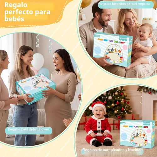 Miniatura 6 de URMYWO Alfombrilla para el tiempo de barriga: cómoda alfombra de juego para el suelo del bebé, gimnasio de actividades para 0-3-6-18 meses, 6 zonas