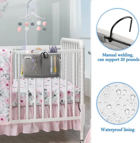 Miniatura 6 de Organizador de Mesita de Noche Cesta de Almacenamiento Colgante para Mesita de Noche Organizador de Cama para Cabeceros Literas Dormitorios