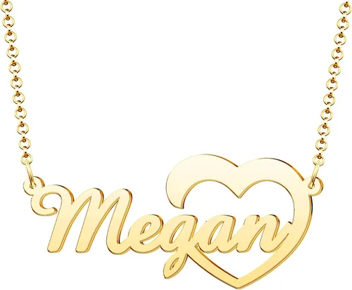 Q&Locket Collar con nombre personalizado, chapado en oro de 18 quilates, delicado dije de placa de nombre, joyería personalizada para mujeres y niñas