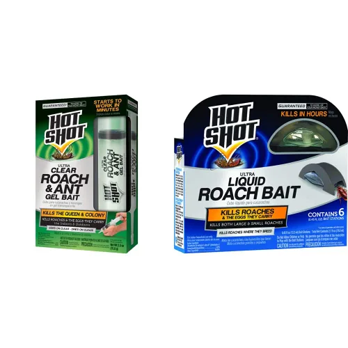 Hot Shot Cebo de gel ultra transparente para cucarachas y hormigas, 2.5 onzas y cebo líquido para cucarachas, 1 paquete, 6 unidades