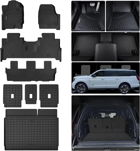 Miniatura 8 de Alfombrillas de Piso para Ford Expedition MAX 2018-2024 (Solo Compatible con 7 Asientos-2 Filas de Asientos Individuales No Cortos) & Alfombrilla