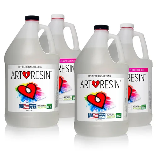 ArtResin Resina epoxi, capa transparente de alto brillo para obras de arte, 4 galones (resina de 2 galones + endurecedor de 2 galones) (15.14 litros)