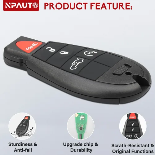 Miniatura 2 de NPAUTO Reemplazos de llave fob Fobik para Dodge Challenger 2008-2014, Durango, Charger, Chrysler 300, Jeep Grand Cherokee Truck, llave fob
