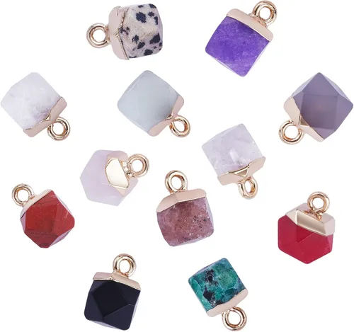 Miniatura 12 de Dije de corazón de piedras preciosas naturales curativas con piedras preciosas de cristal curativo con latón en tono platino, hallazgos para hacer