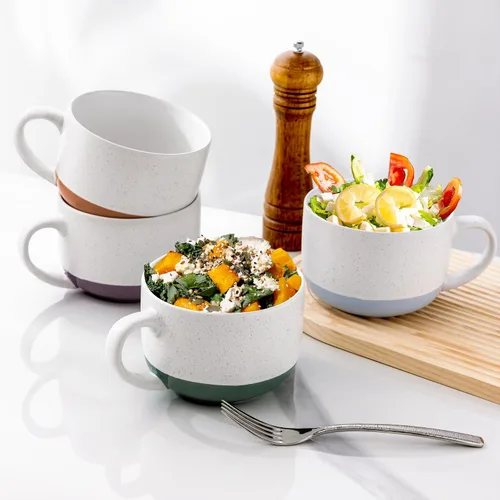 Miniatura 7 de AmorArc Tazas de sopa de cerámica con tapa, tazas grandes de sopa de 710 ml con asa para café, cereal, ensalada, fideos, té, tazas de sopa con tapa