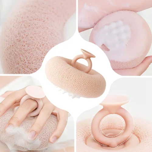Miniatura 2 de Bola de baño con ventosa de girasol súper suave, accesorios de baño de girasol mejorados 2025 para mujeres, esponja de baño exfoliante de malla