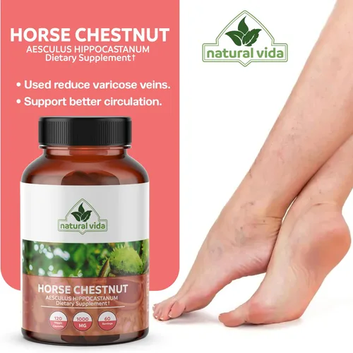 Miniatura 5 de Extracto de castaño de indias Aescin 20% – 1000 mg Cápsulas veganas Suplemento de hierbas – Sin OMG, sin gluten – Suministro para dos meses