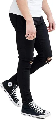 Miniatura 2 de HUNGSON Pantalones de mezclilla ajustados y rasgados para hombre