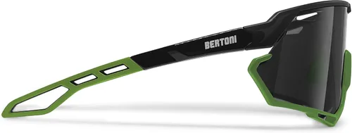 Miniatura 3 de Bertoni Gafas de sol deportivas para ciclismo MTB Running para hombres y mujeres en TR90 lente ancha antivaho mod. ALPHA NUEVO Negro brillante/verde