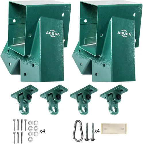 ABUSA - Juego de soportes para columpios resistentes que incluye 2 soportes A-Frame verdes para columpio y 4 ganchos para columpios para equipos de