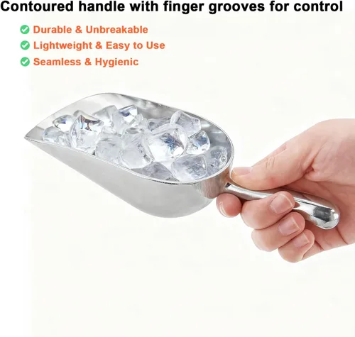 Miniatura 4 de Cuchara de aluminio fundido de 6 onzas, cuchara de hielo sólido de una pieza para cubitos de hielo, bar, cocina, cuchara multiusos de alimentos