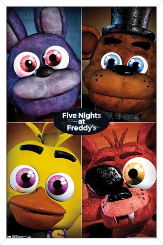 Miniatura 7 de Trends International Five Nights at Freddy's - Póster de pared cuádruple, 14.725 x 22.375 pulgadas, versión con marco de madera tipo granero