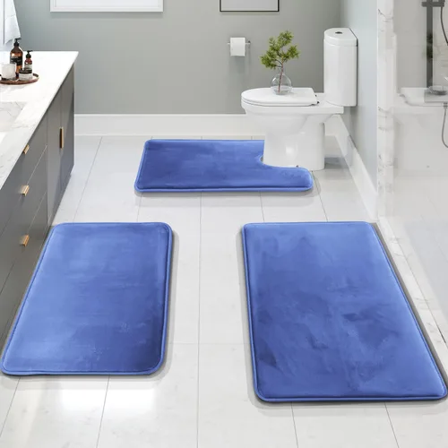 Miniatura 136 de Clara Clark tapete para baño, regadera o tina, de gomaespuma, negro, antiderrapante Azul claro