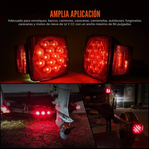 Miniatura 6 de Nilight 2 piezas de luces LED cuadradas para remolque, de perfil bajo, sumergibles, IP68, luces direccionales y de freno traseras, laterales